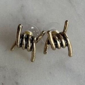 Brass Barbed Wire Stud Earrings
